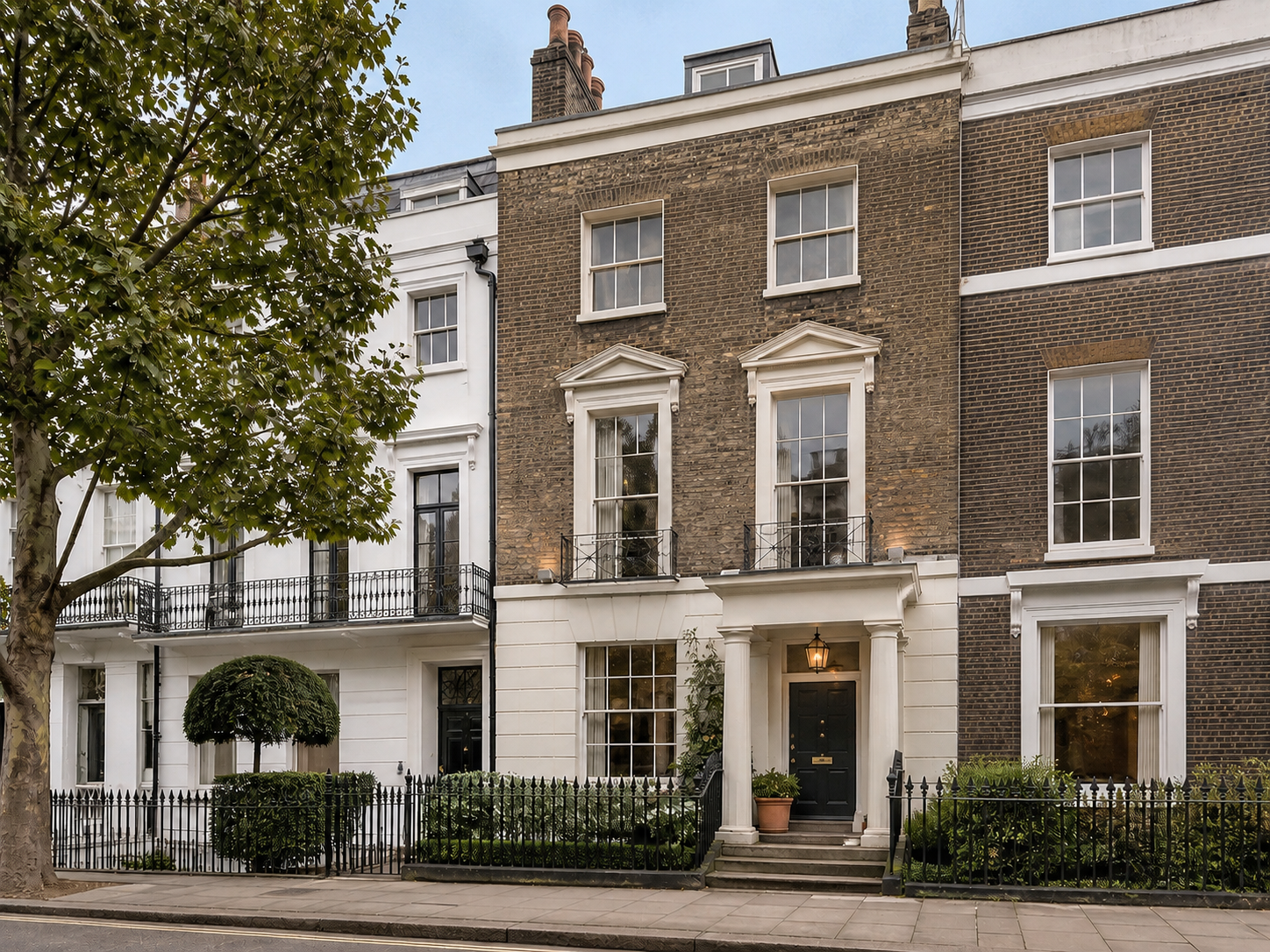 A traditional London townhouse on a leafy residential street